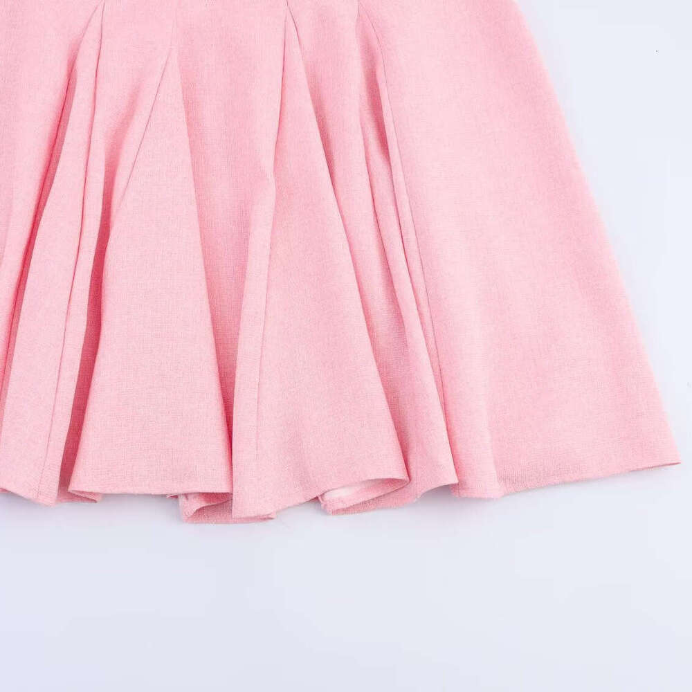 DHEssentials INS French Style Elegant Waist-Cinching Spring Summer Women's Fashion Chic U-Neck Flared Strap Dress