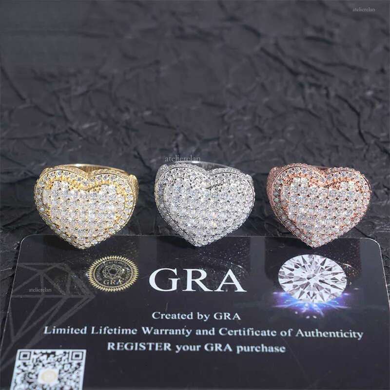 Dia hair hip-hop jewelry heart-shaped full dia moissanite sterling sier trendy brand personalized mens and womens ring