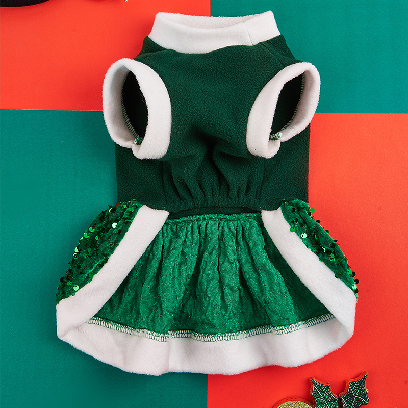 Fall Fashion Collection Green Christmas Attire Designed Exclusively for Cats and Dogs