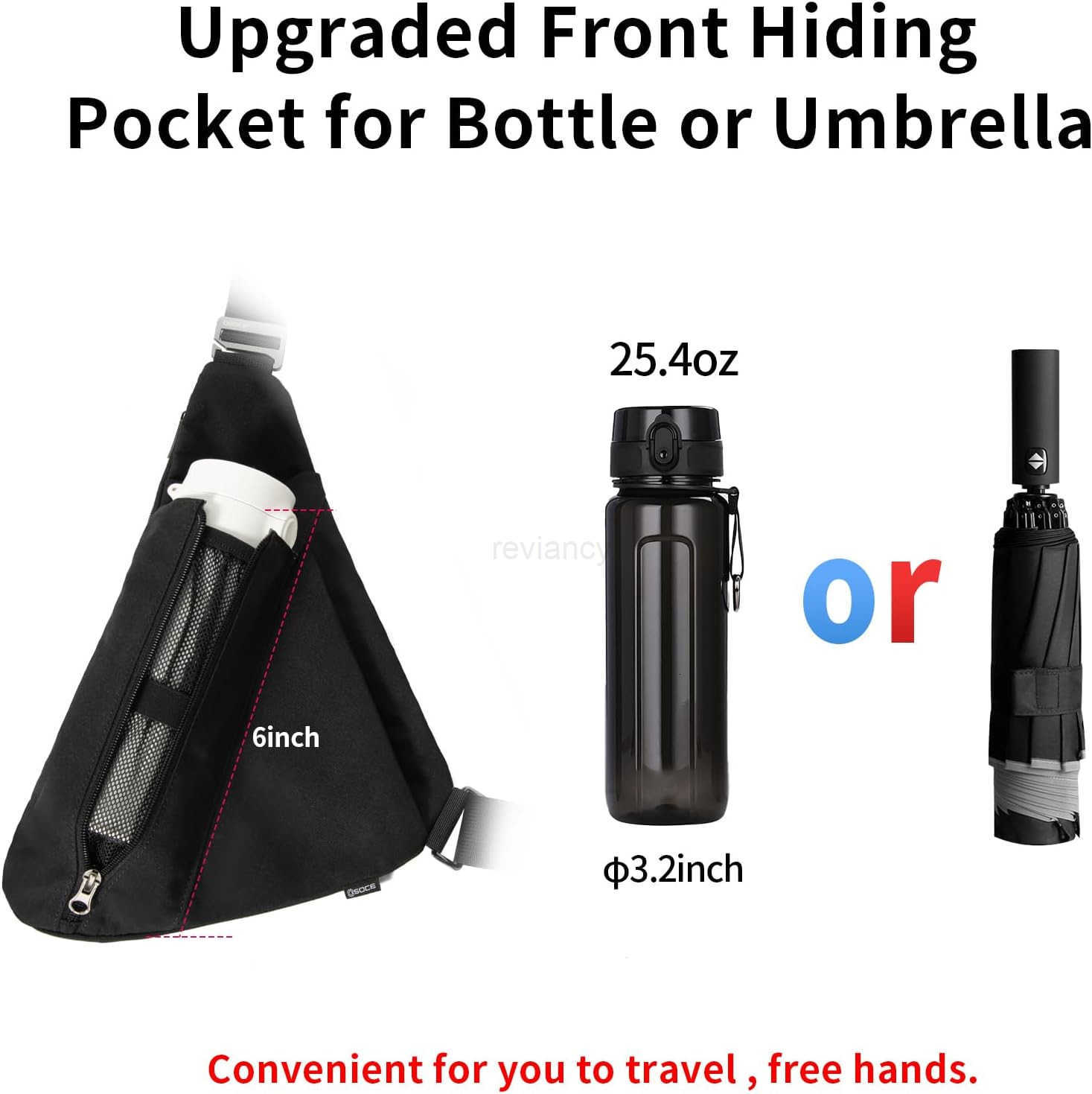Sling Bag for MenRFID Crossbody Hiking Backpack Chest Shoulder Tactical Bag with Water Bottle Bag for TravelW250911