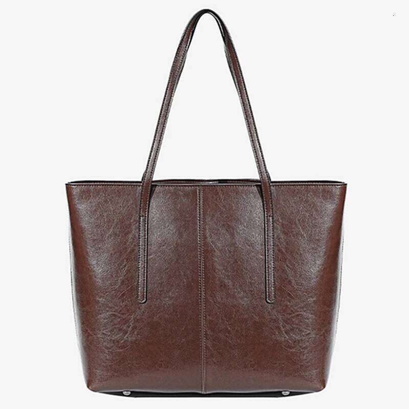 Burminsa Cowhide Genuine Leather Large Tote For Women 2025 Trend Designer A4 Commuter Shoulder Bags Shopper Ladies Handbags