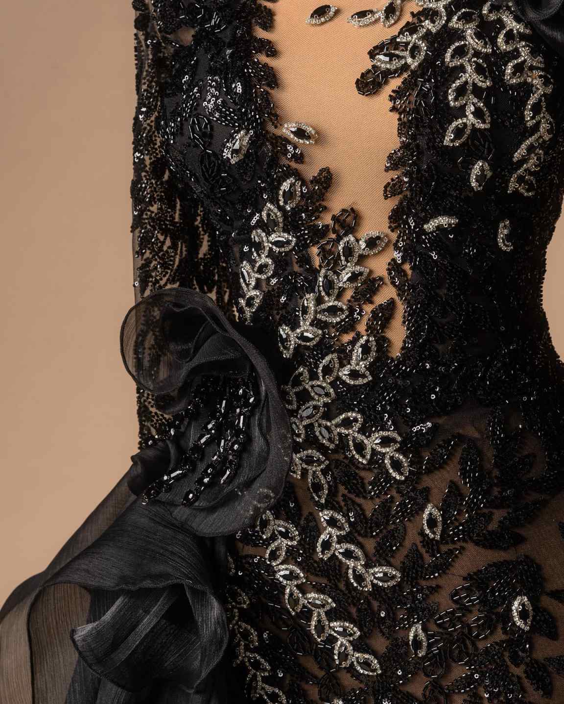 Glamorous Sequins Lace Long Sleeve Mermaid Evening Dresses Sweep Train Crystals Beading Formal Occasion Customized Dresses
