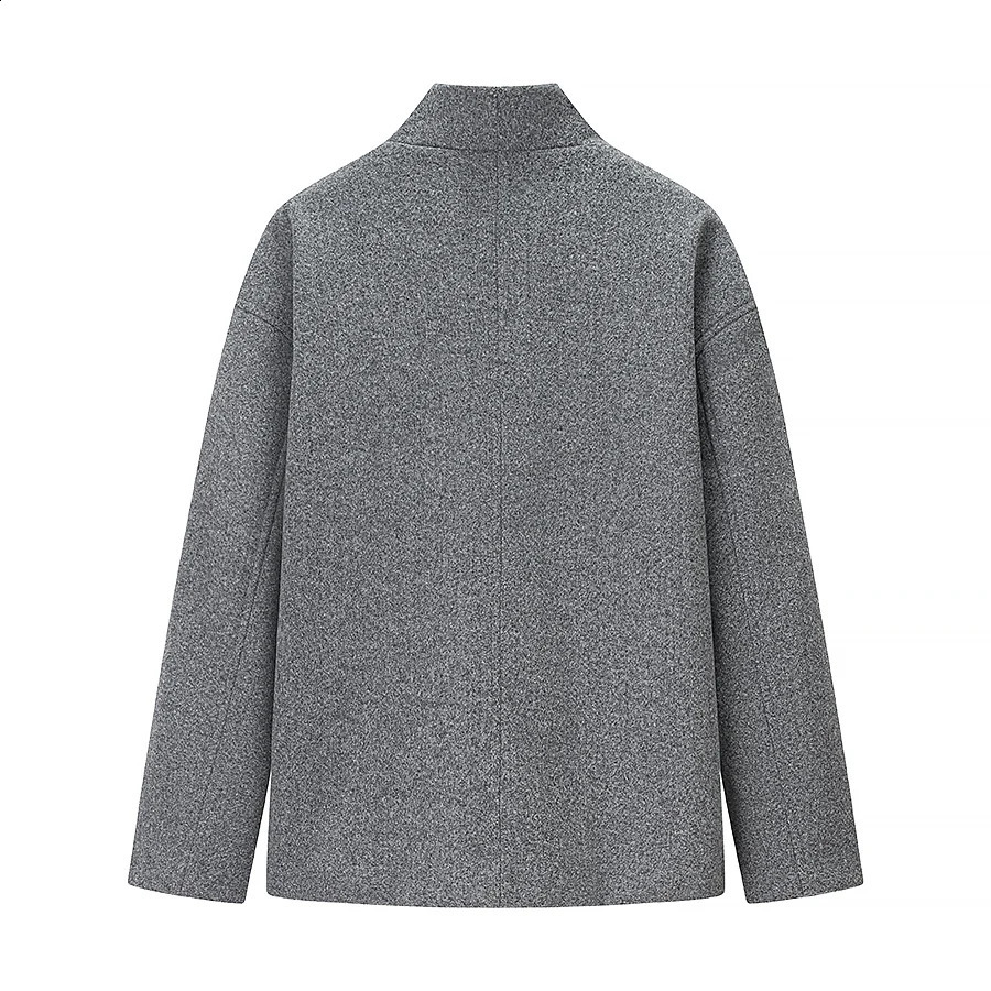 Autumn Winter Women Woolen Coat Fashion Double Breasted Elegant Long Sleeve Stand Collar Outerwear Chic Outfits 250911