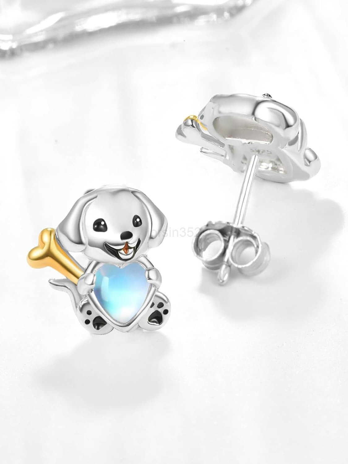 Dreamboat Cute Animal Stud Earrings for Women 925 Sterling Silver Hypoallergenic Moonstone Jewelry Gifts for Sensitive EarsW250911