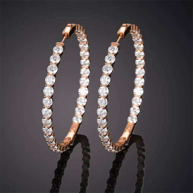 Big Hoop Women Sterling Sier Rose Gold 0.5ct Large Circle Moissanite Dia Earrings for Girl Men