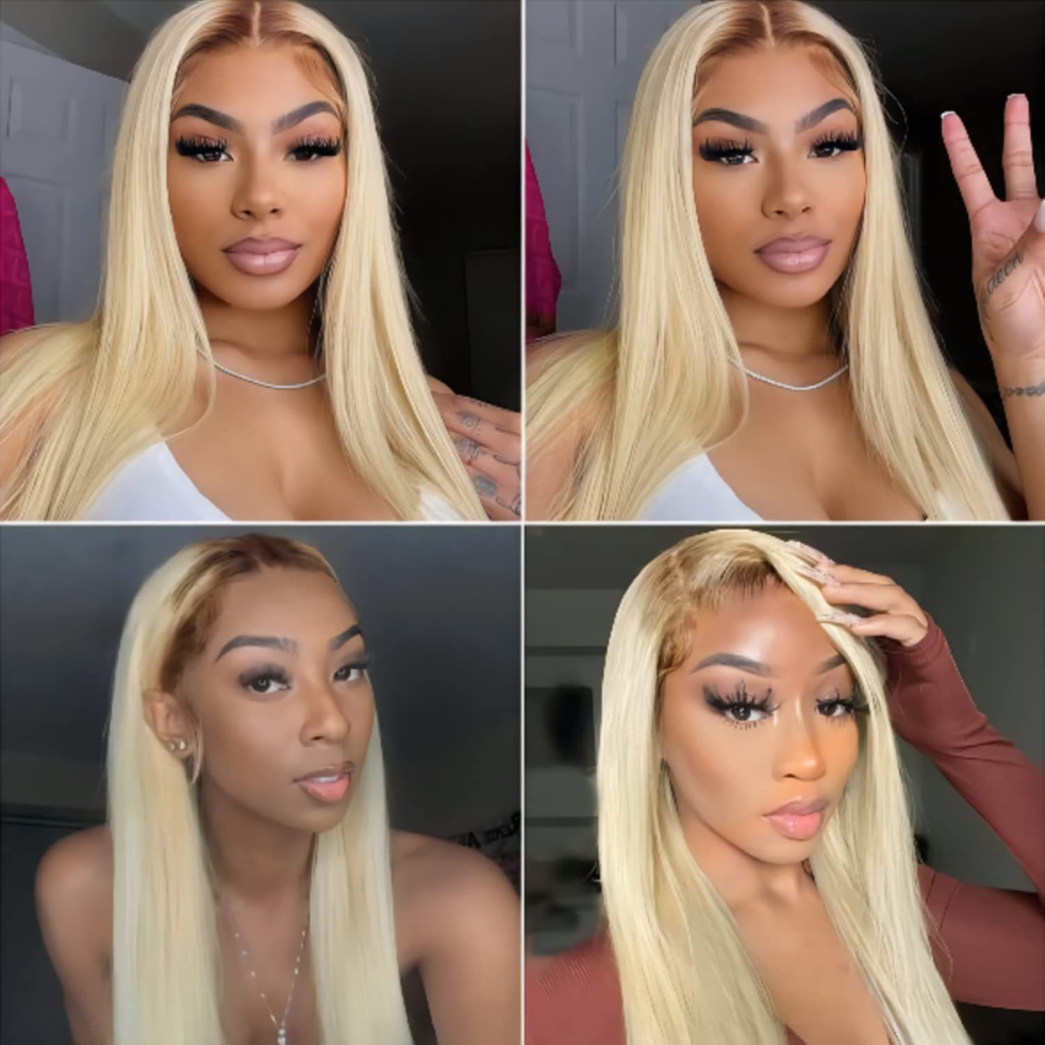 Ombre Blonde Wig 13x6 HD Lace Front Wigs 200% Density Straight Human Hair Wig Pre Plucked Lace Frontal Wig 13x4 360 Full Lace Wigs for Black Women
