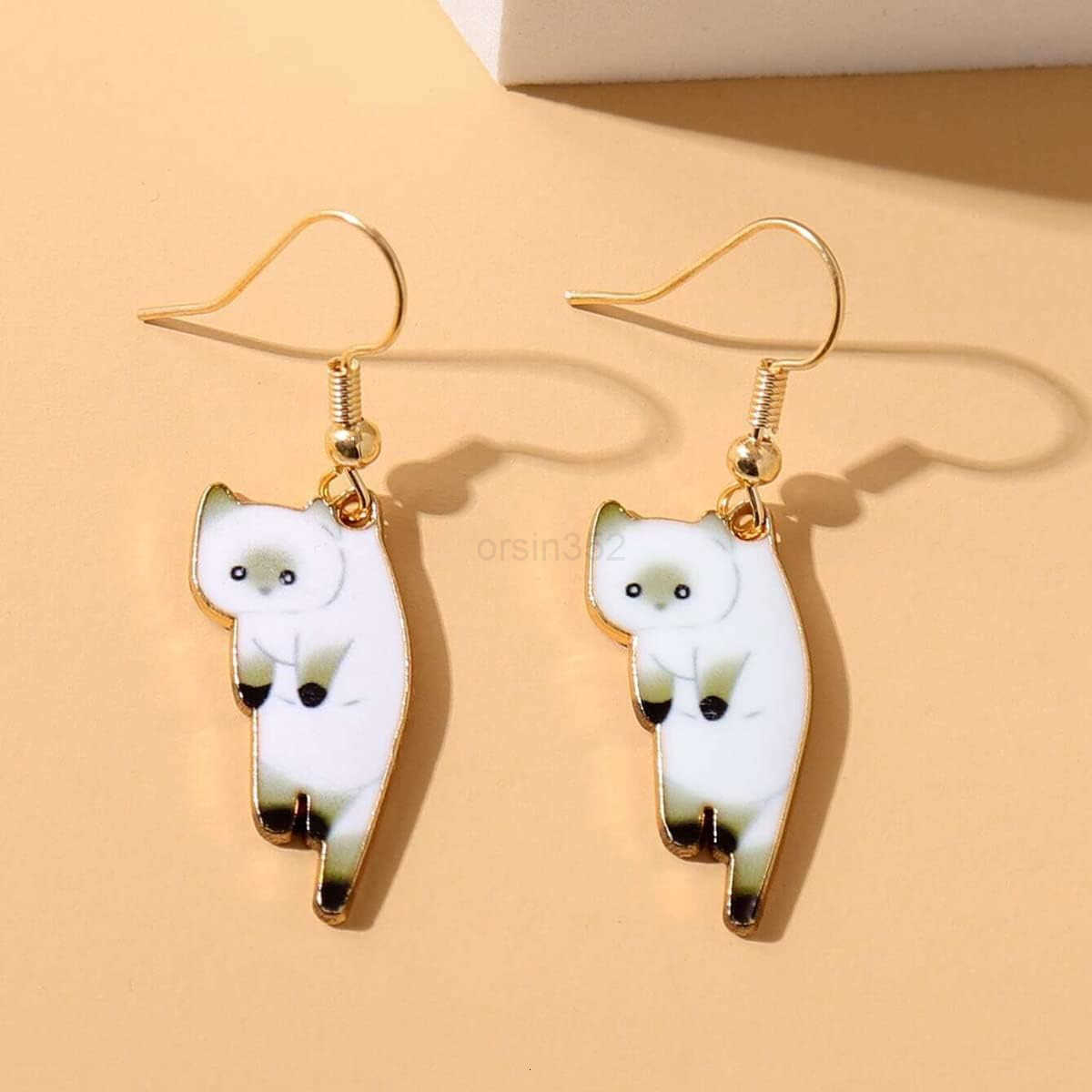 6Pairs Dangling Cat Earrings For Women Kawaii Aesthetic Funny Cartoon Kitten Dangle Earrings French Hook Animals Lover Birthday GiftsW250911