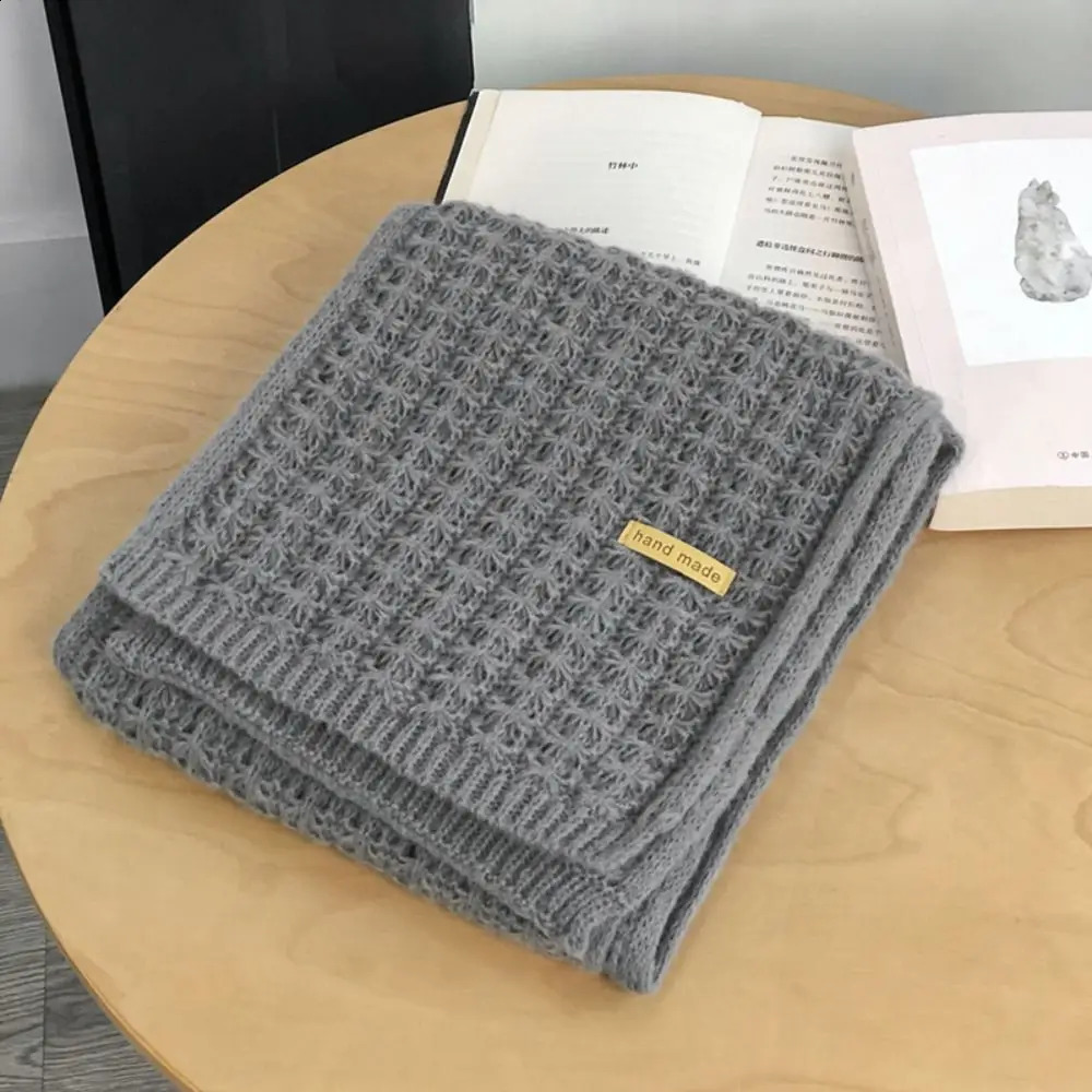 Fashion Women Men Winter Warm Knitted Scarf Solid Color Outdoor Thickened Neckerchief Vintage Wraps Long Scarves Neck Cover 250909