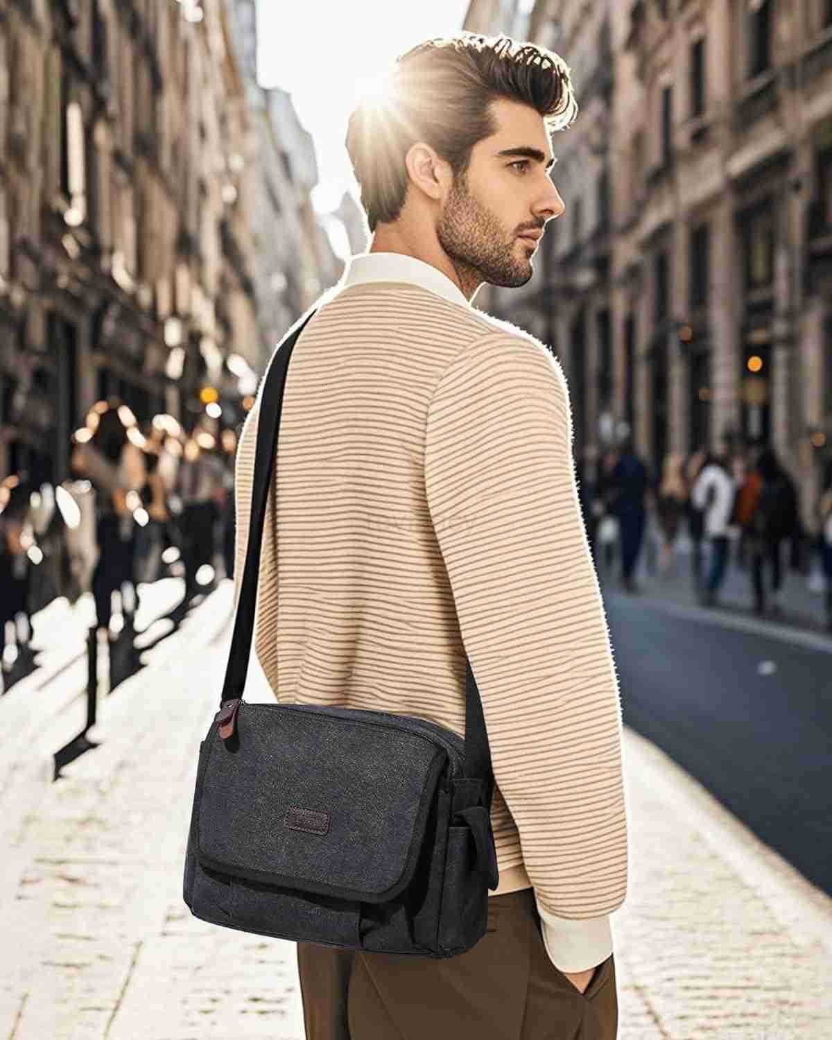 Messenger Bag for Men Crossbody Bag Aesthetic Water Resistant Unisex Classic Canvas Shoulder BagW250911