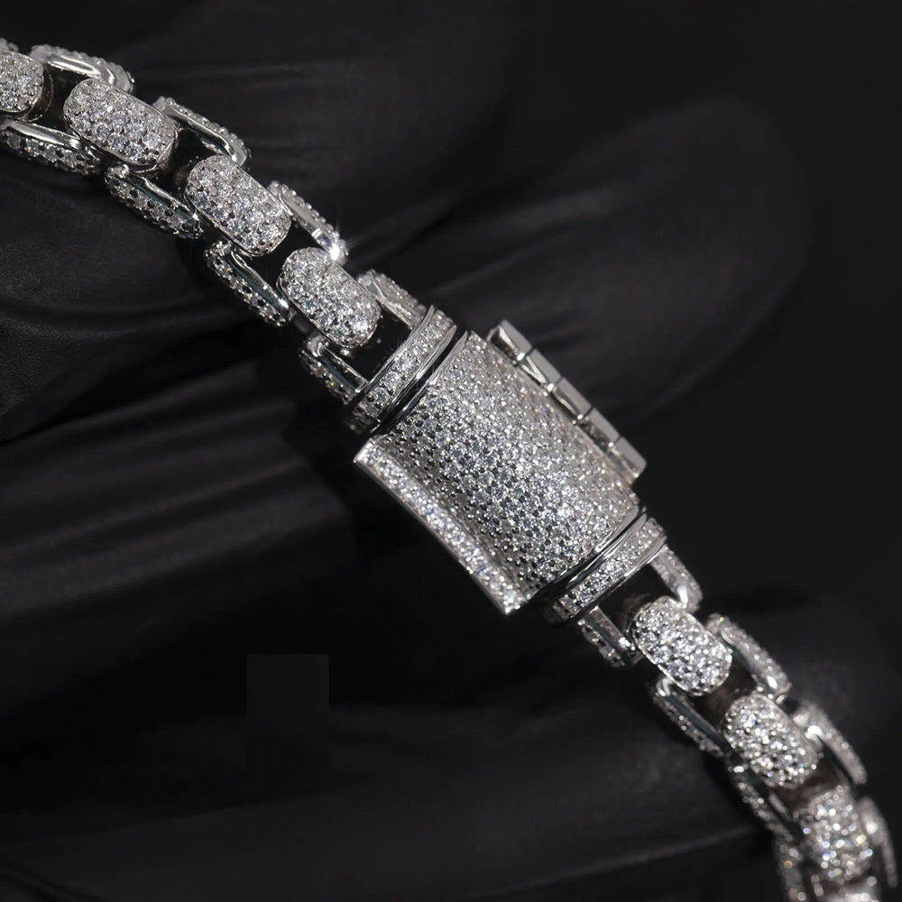 Hip Hop Punk Mens Cuban Chain Necklace Full 5A Zircon White Gold Plated Jewelry