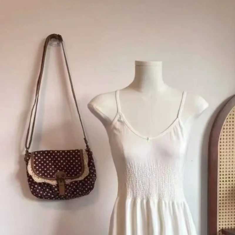 New Korean Polka Dot Niche Design Vintage Womens Single Shoulder Crossbody Bags Fashion Polka Dot Canvas Bag W250911