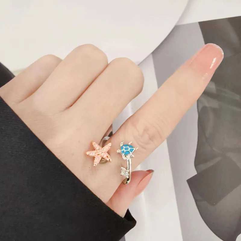 Bohemia Anti Stress Anxiety Fidget Spinner Starfish Turtle Finger Ring for Women Summer Holiday Jewelry Rotating Freely Rings W250911