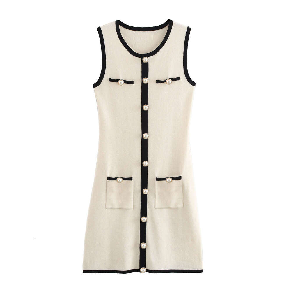 DHEssentials 2025 Fashion Casual Little Chanel Style Knitted Vest Dress