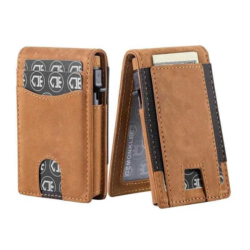 Credit Card Holder Bifold Slim Minimalist Pop Up Wallet RFID Blocking Magnetic Wallet for Men W250911
