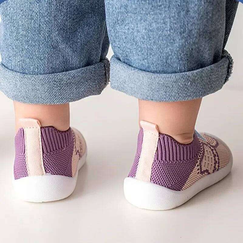 Baby Anti-slip Breathable Infant Crib Floor Socks with Rubber Sole for Children Girls Boys Mesh Shoes Soft Bottom Slippers