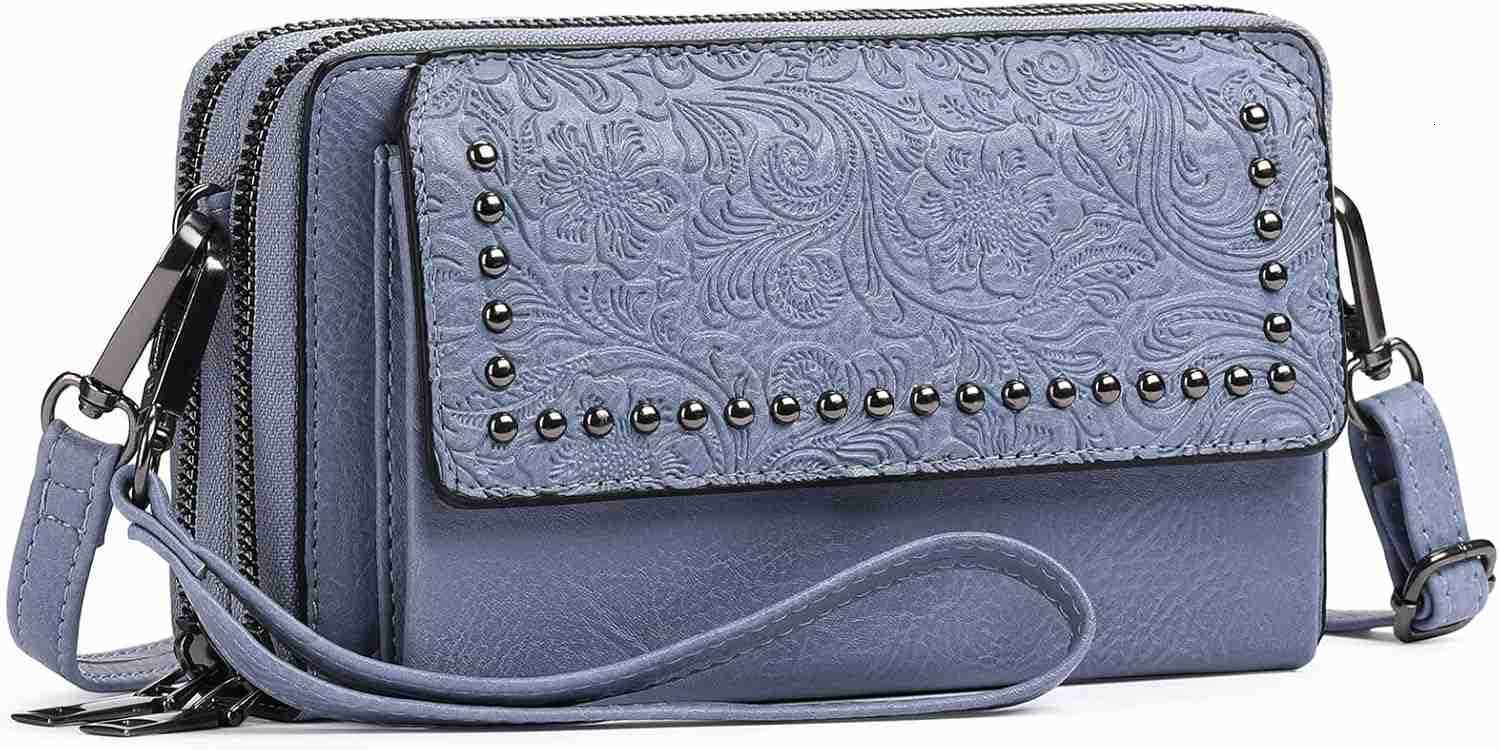 Crossbody Bags for Women Small Leather Cell Phone Wallet Wristlet Purse with Zip Around 2 StrapW250911