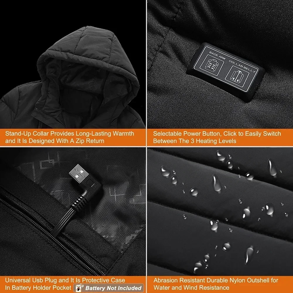 Heated jacket 411 zone smart USB single and double control electric heated Coat winter camping hiking mens hooded Parka 6XL 250911