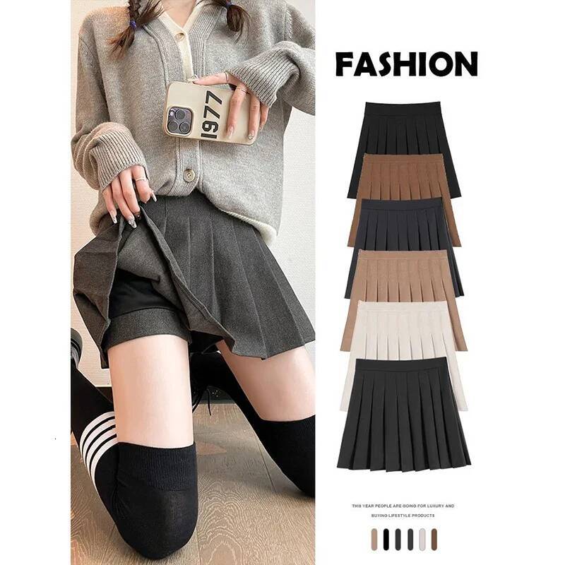 Spring Summer Lady Solid Color Slim Fit Mini Female Comfortable Elastic Zipper Girls High Waisted JK A-line Skirts dongdumaoyi