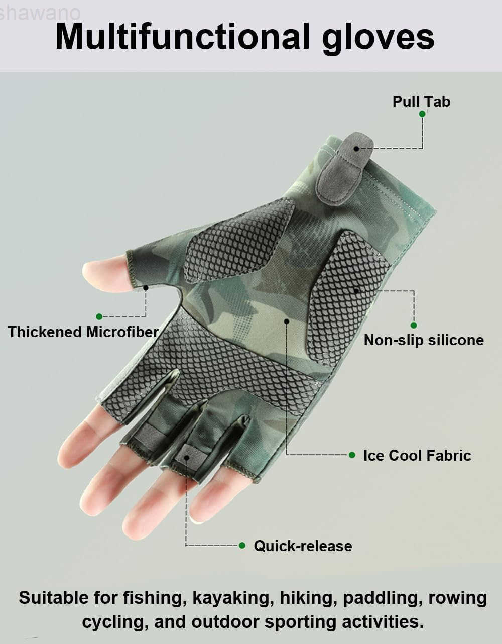 Fishing Gloves Men Womens UV Protection Sailing Kayak Paddling Rowing GlovesW250911