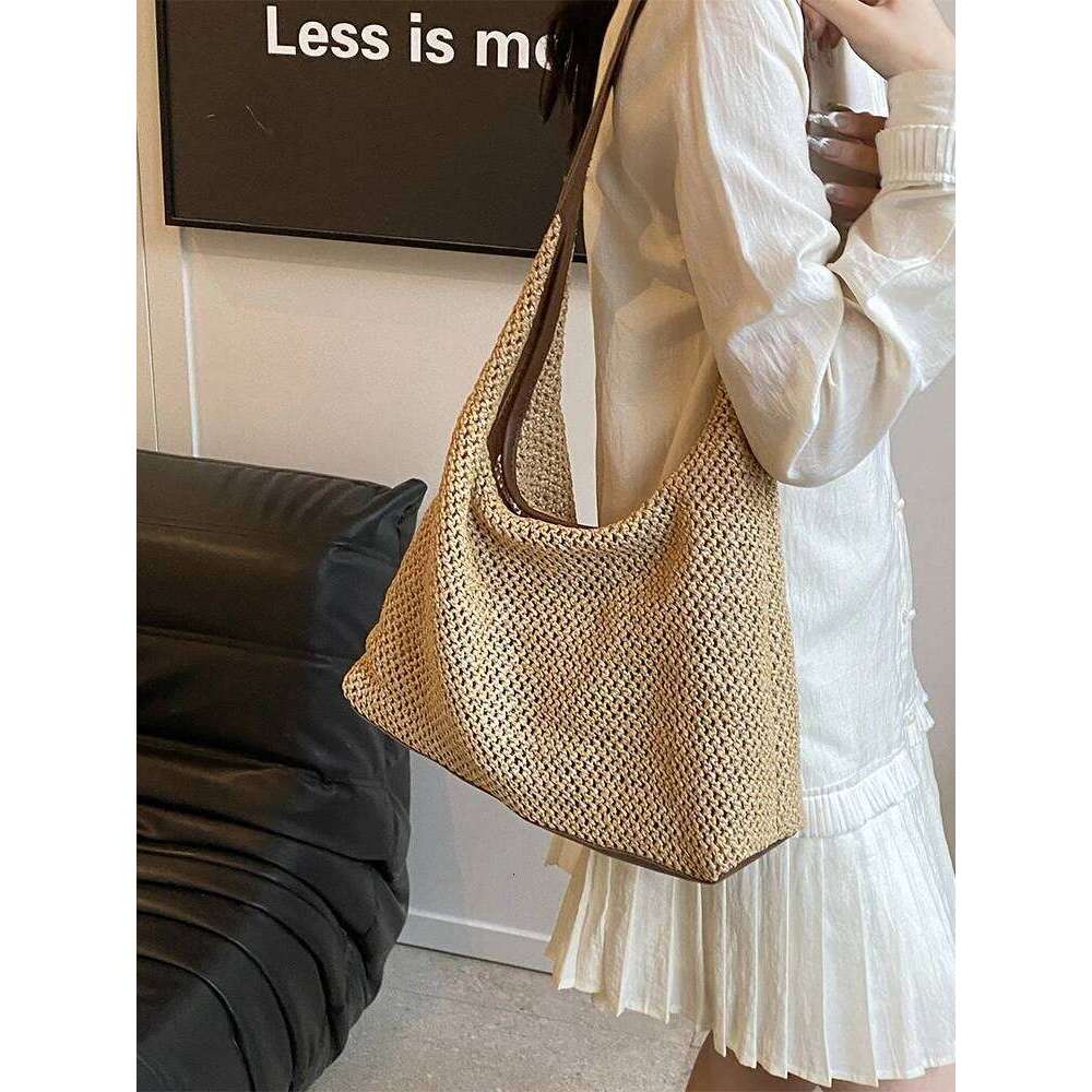 Beach Sand Hollow Out Woven Large Capaci St Tote Women's 2025 New Single Oulder Bag Korean Sle Casual Handbag