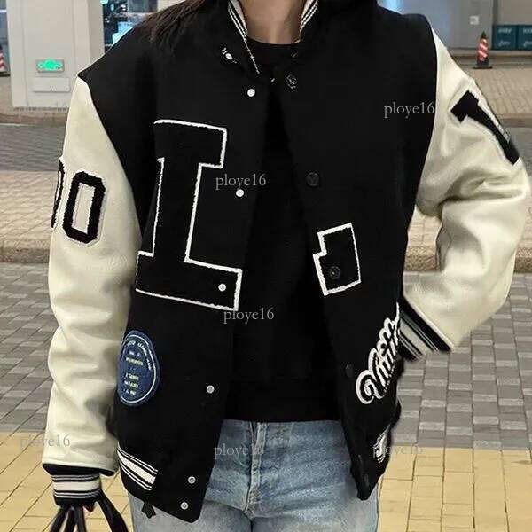 Bomber Jacket Louise Jacket Lvs Jackets Designer Letterman L Vintage Bomber Coats Letter Lvtlys Jacket Autumn Men Baseball Jackets Hip Hop Loose Varsity 44D