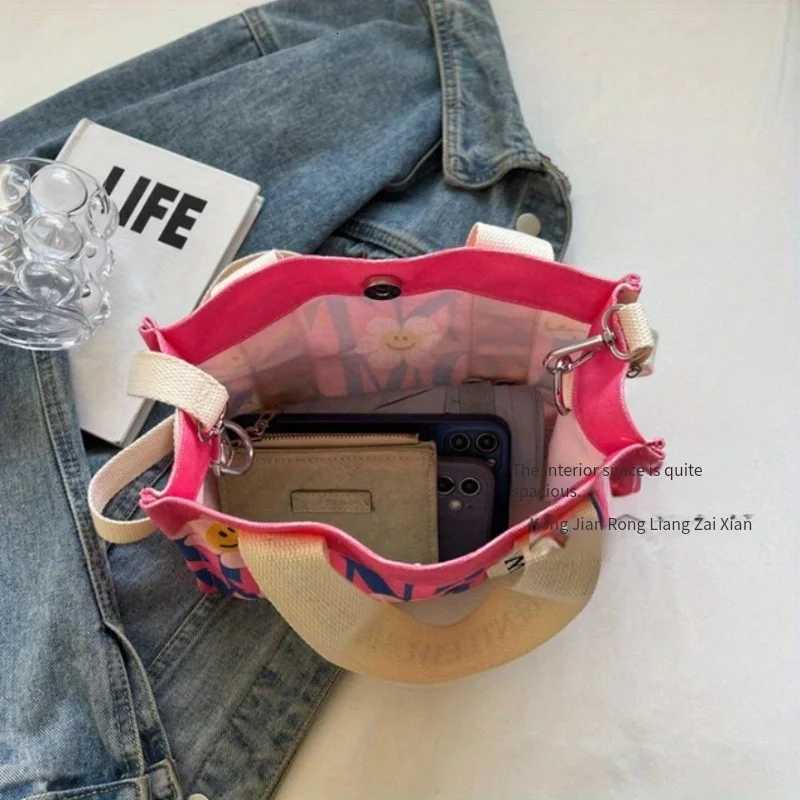 Dopamine Colorful Womens Crossbody Bags Fashionable Canvas Shoulder Bag Flower Print Tote Handbags Shopping Bag Z250911