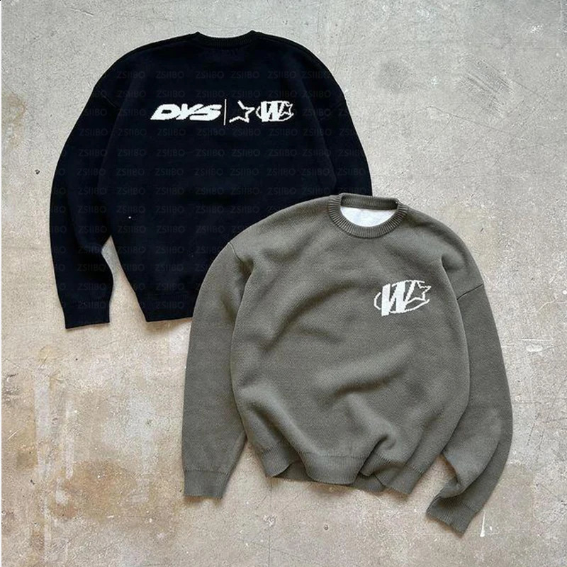 Harajuku Oversized Streetwear Women Mens Sweater Graphic Print Hip Hop Aesthetic Clothing Knitted Goth Y2k Knitwear 250911