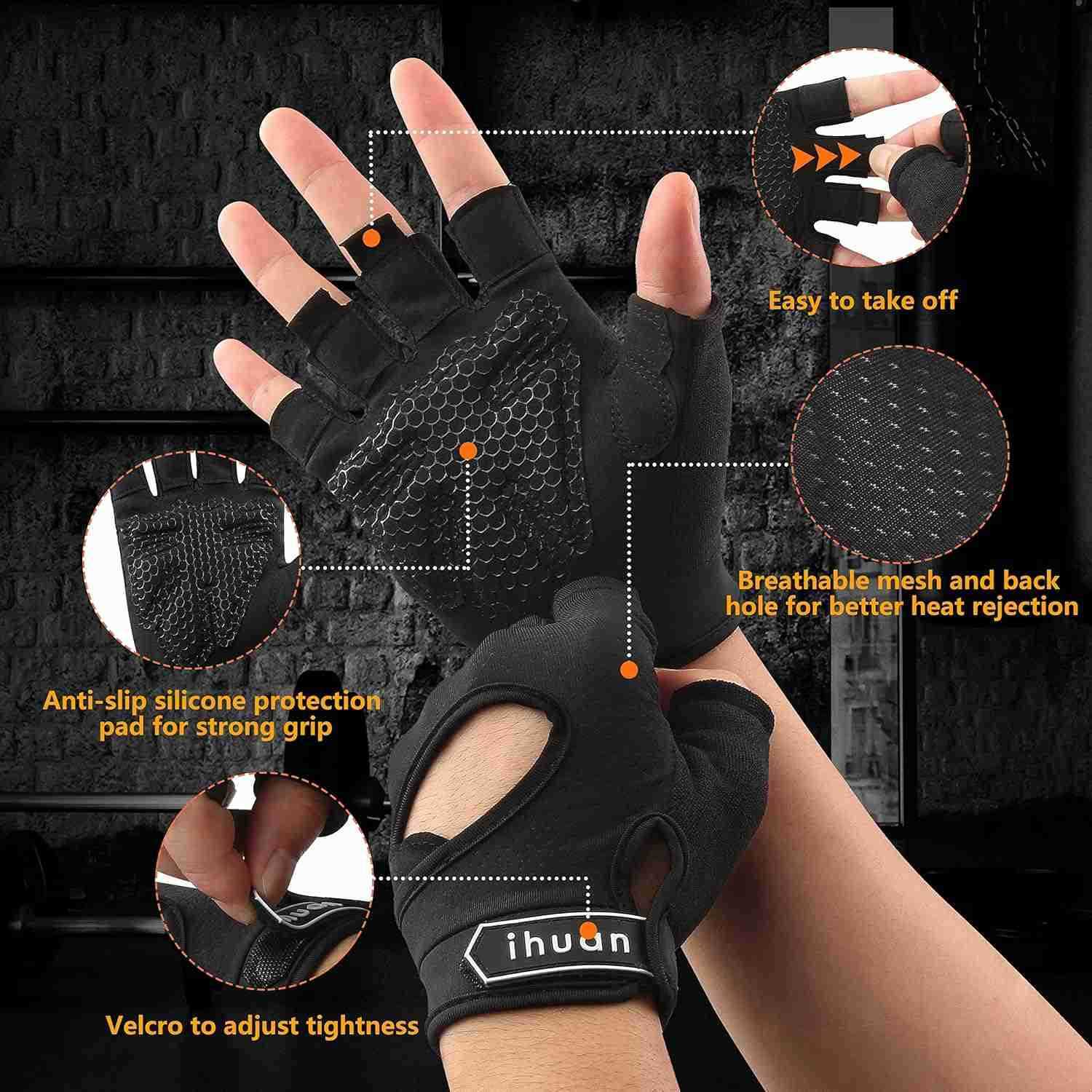 New Breathable Workout Gloves for Women Men No More Sweaty Full Palm Protection Gym Exercise Cycling Fitness Weightlifting Pullups Deadlifting RowingW