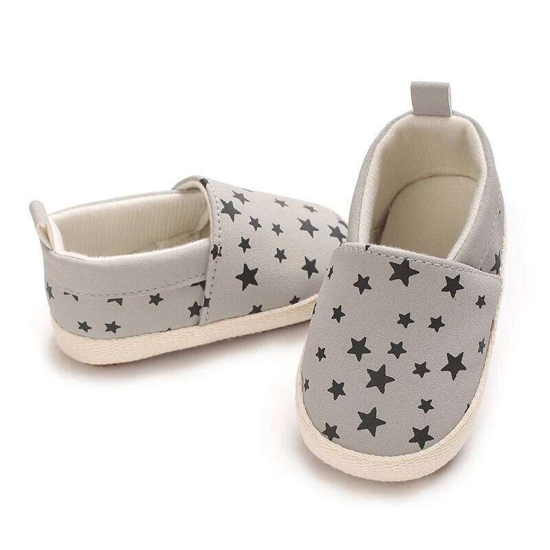 Fashionable Baby Boy Canvas Spring And Autumn Flat Shoes With Star Embellishment soft 0-18M Newborn Soft Sole Anti Slip