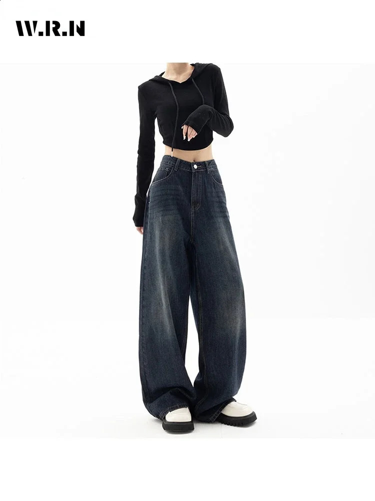 Y2K Vintage High Waist Harajuku Loose Jeans Pants Korean Fashion Womens Grunge Wide Leg Oversized Denim Trouser Female Clothes 250911