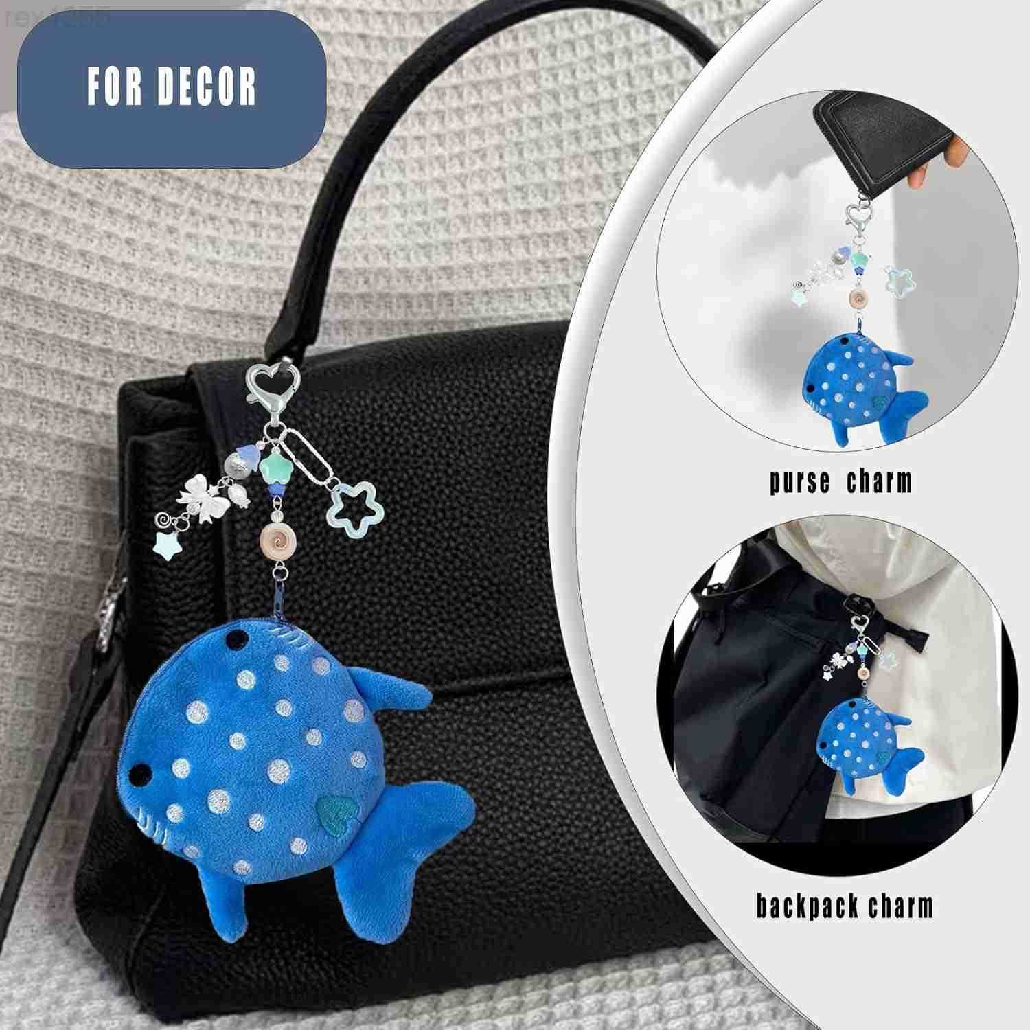 Shark Coin Purse KeychainCute Plush Change Purse with Zipper KeychainKawaii Handmade Coin Pouches for WomenW250910