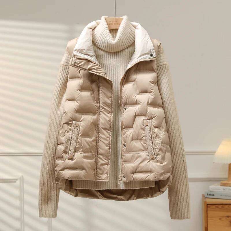 Lagabogy 2025 New Winter Jacket Women 90% White Duck Down Vest Standing Collar Casual Loose Female Zipper Puffer Coat Sleeveless