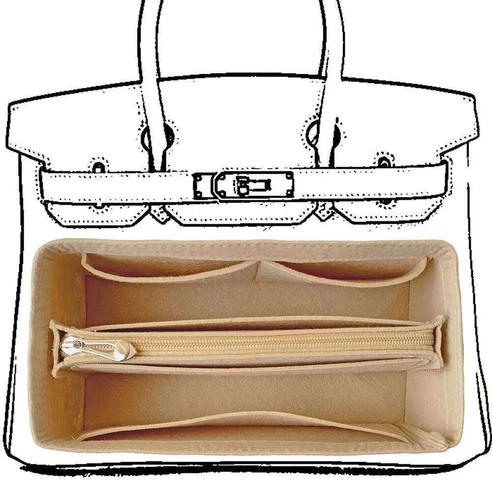 Multi-Pocket Organizer for Birkin25/30/35 Inner Storage Felt Handbag Insert Liner Bag