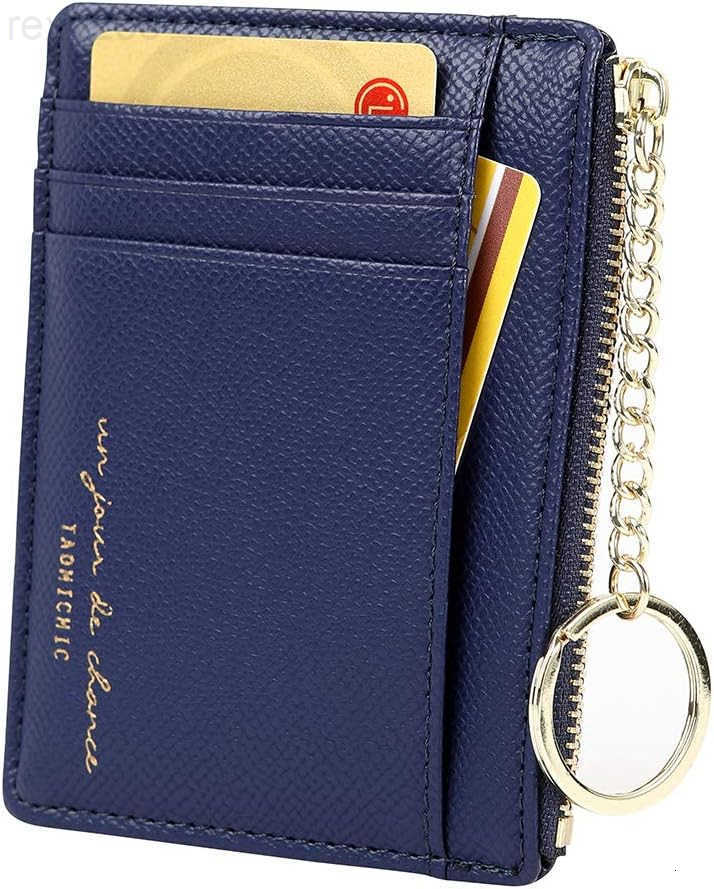 Womens 8 Cards Slim Minimalist Card Holder Coin Changes Purse Keychain Front Pocket WalletW250910