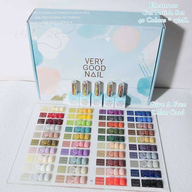 Eleanuos Popular Polishing 40 Color Mixed Clearcoat Semi Permanent Soaking Shiny Winter Gel UV LED Nail Salon Aron 15Ml