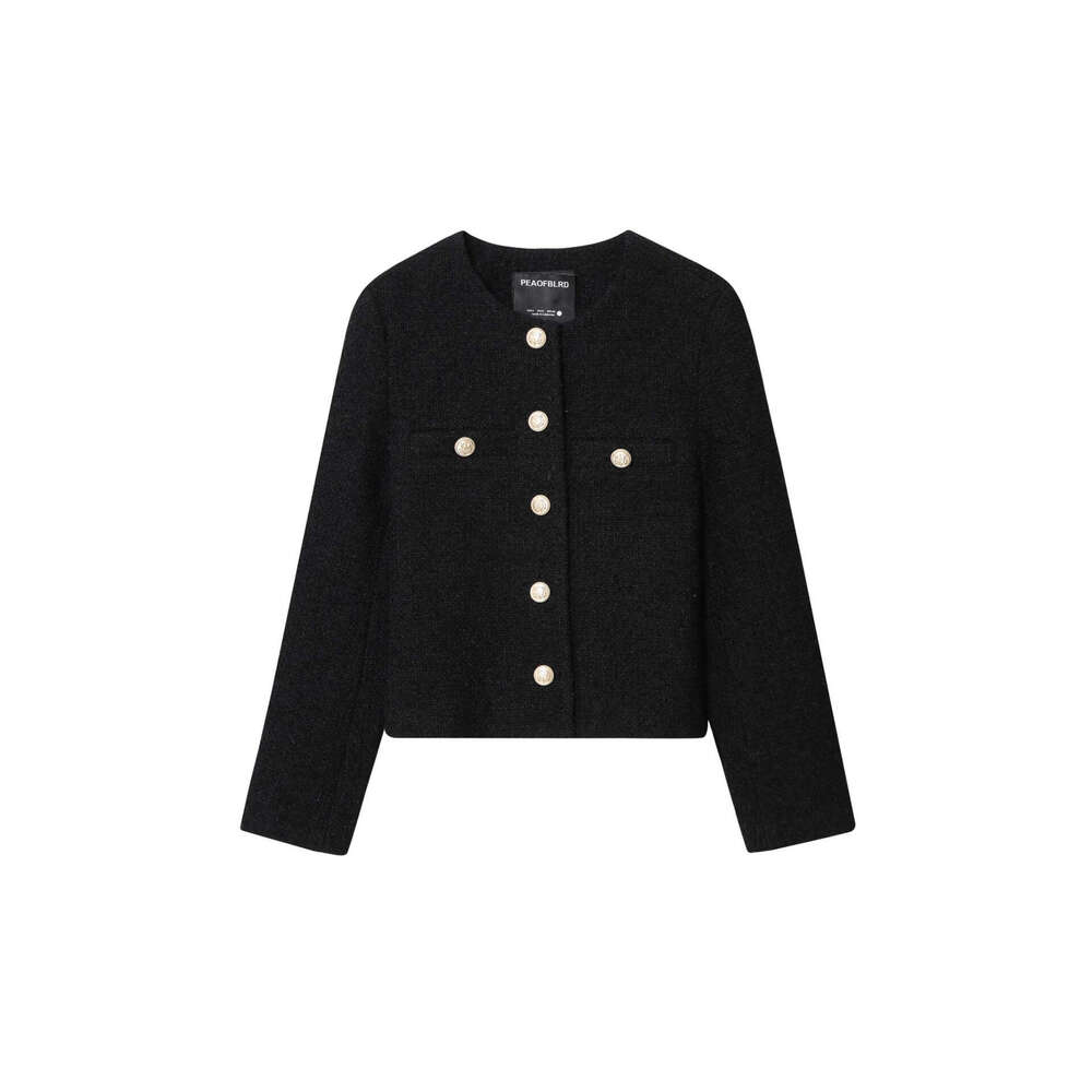 DHEssentials Autumn New French Style Socialite High-End Chanel-Inspired Tweed Jacket with Metal Buckle