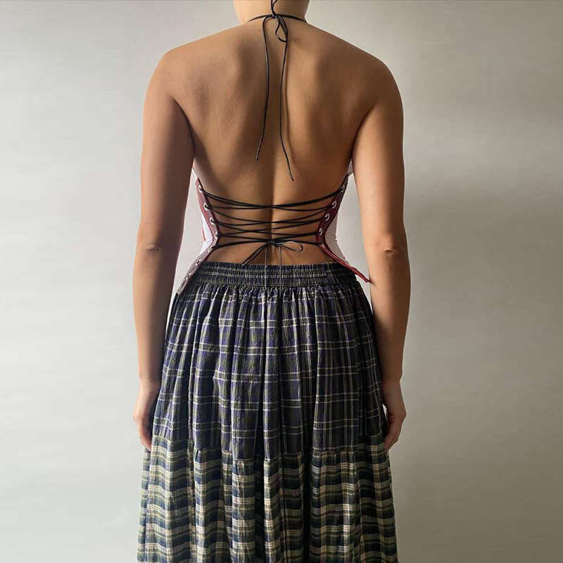 2025 Summer New Women's Fashion Unique Street Style Sexy Slim Fit Backless Tie Strap Camisole