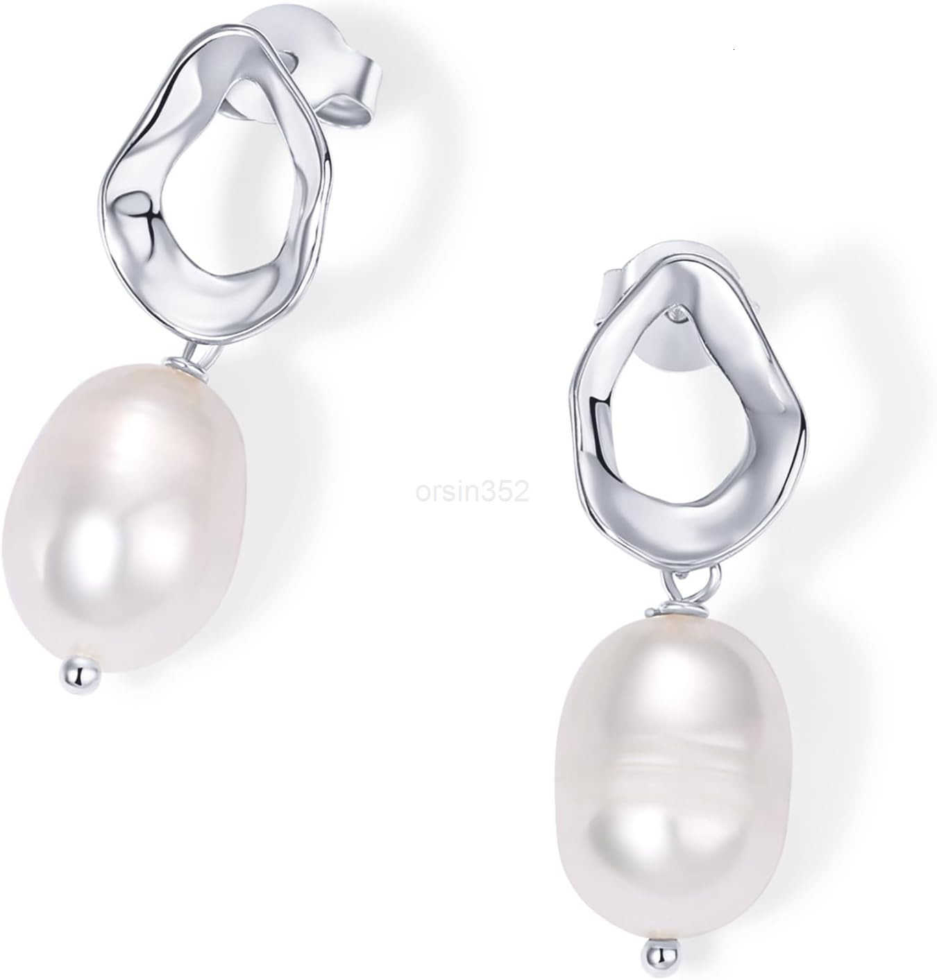 14K Gold Plated Pearl Earrings for Women Pearl Statement Drop Bridal Earrings Sterling Silver Posts Dangle Studs Gold Wedding JewelryW250911