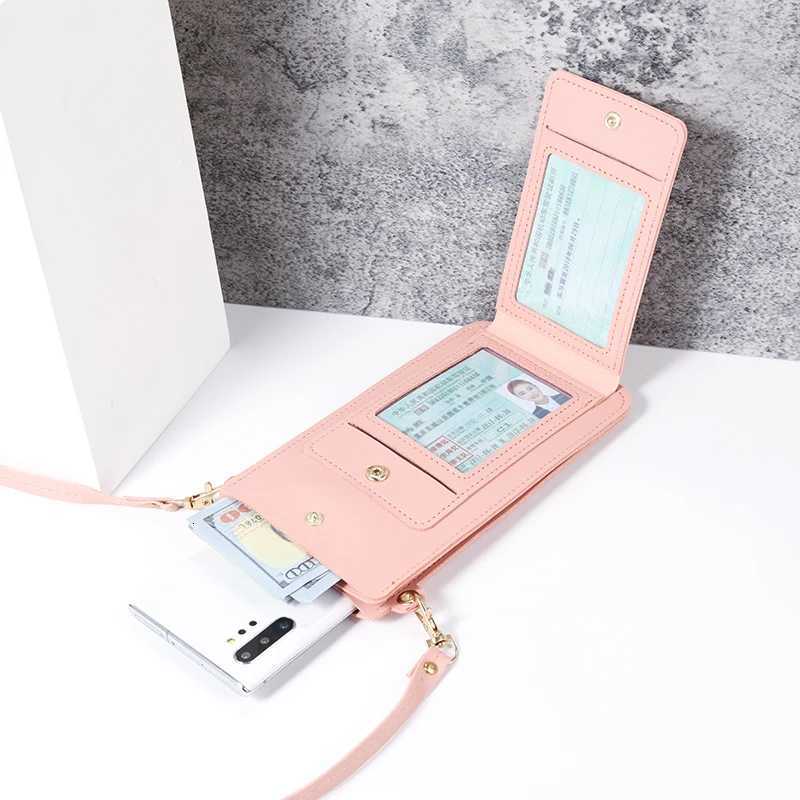 2024 new solid color fashion simple shoulder bag slung mobile phone bag womens drivers license card wallet Z250911