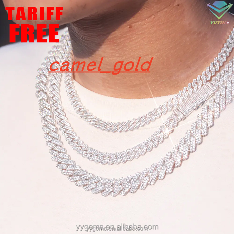 Chain Size 8mm15mm GRA Certificate D VVS Moissanite 925 Silver White Gold Bracelet Necklace for Women Men
