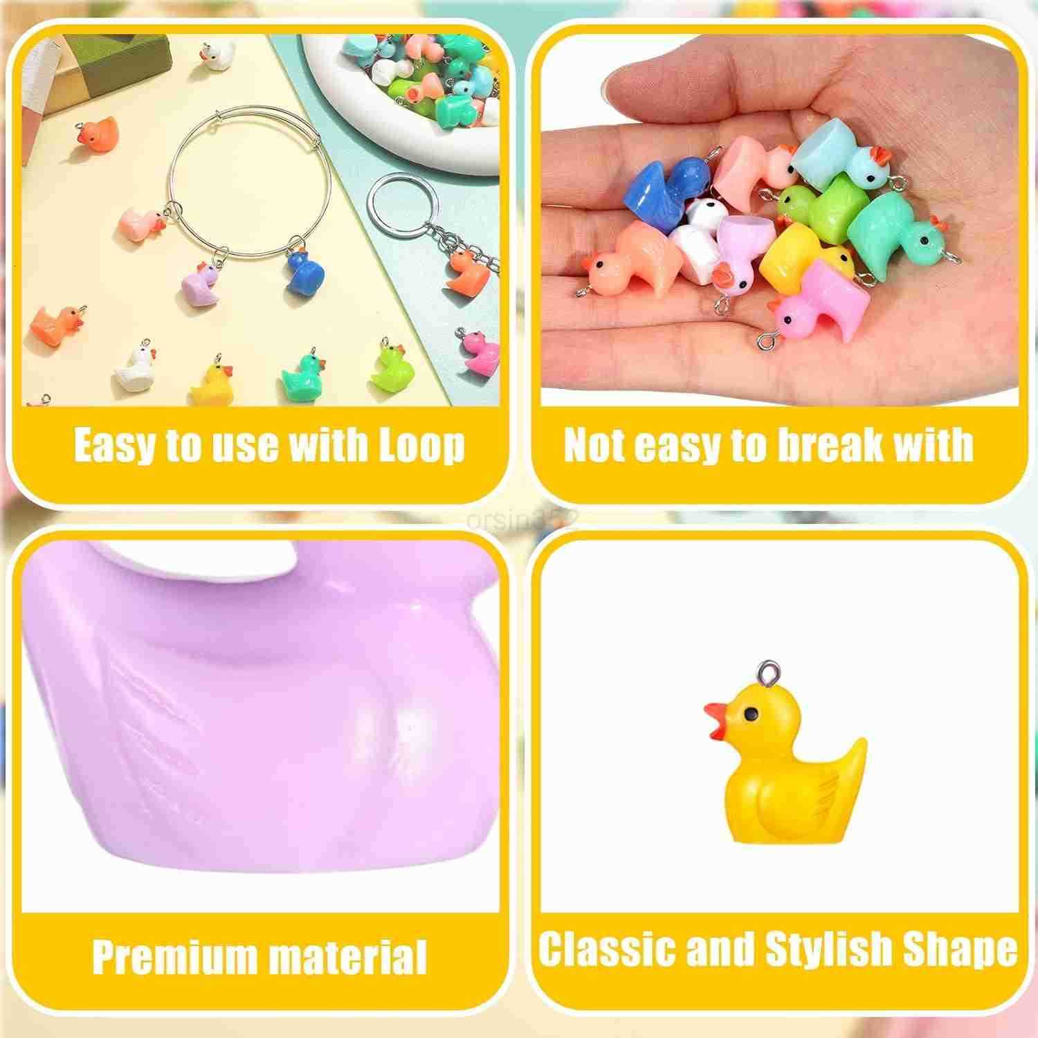10 Colors Resin Duck Charms Pendants Mini Resin Duck DIY Pendants with Screw Eye Pin Jewelry Craft Supplies for Charm DIY Making Earring Necklace Keyc