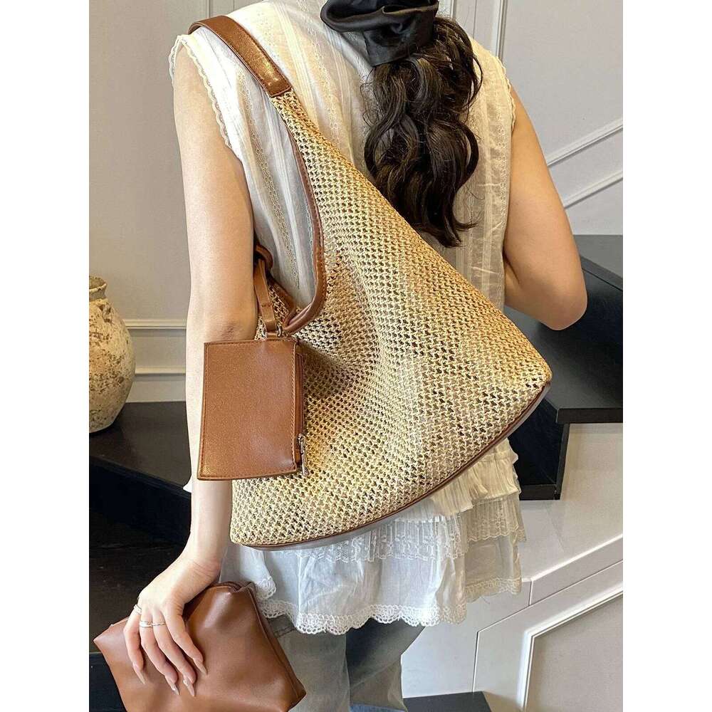 Designer Bag Large Capaci Commuter St Woven Tote Women's Summer New Single Oulder Vaion Beach Holiday Entanglement Bag