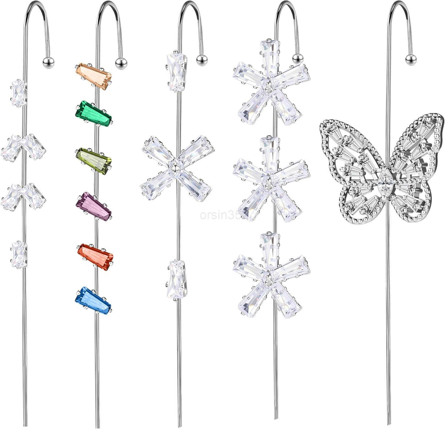 Ear Crawler Helix Hook Earrings for Women Hypoallergenic Surgical Steel Ear Cuff Snowflake Lightning Bolt Rhinestone Designs Trendy ClipWrap Jewelry f