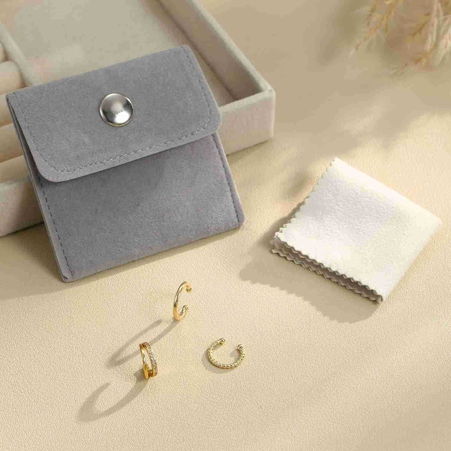 Ear Cuff Earrings for Women 14K Gold Plated Ear Cuffs Non Piercing Clip on Cartilage Earring Trendy Fake Earrings Hypoallergenic Huggie Hoop Clip Cuff