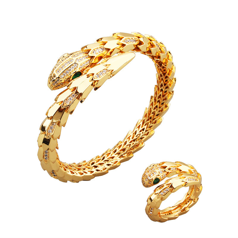 Luxury Brand Designer Jewelry 2025 E-Commerce Hot Item Gold-Plated Zircon Snake Bracelet Bare Body Diamond Spring Snake Scale Snake Bone Women's 