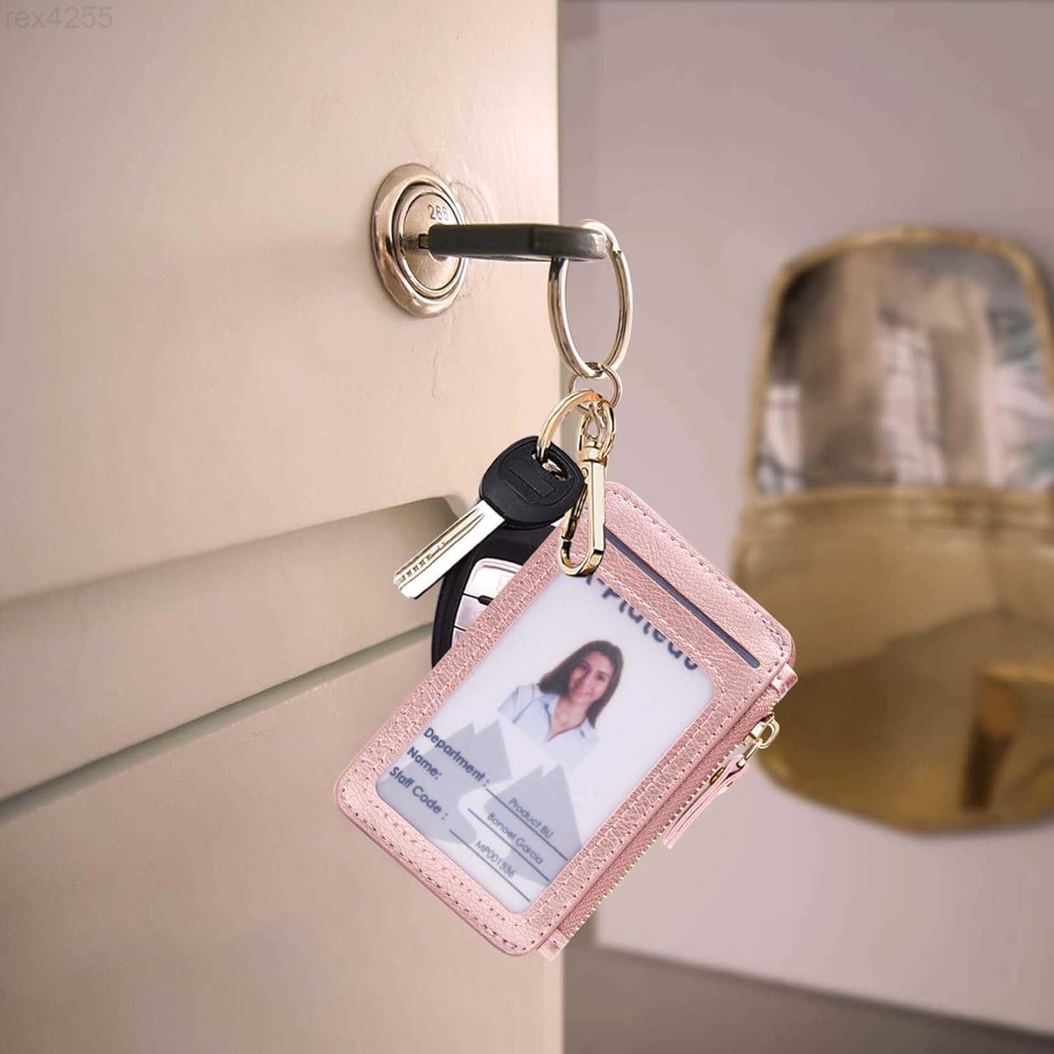 Keychain wallet Rfid Blocking Credit Card Holder Leather Zipper Card Case for WomenW250910