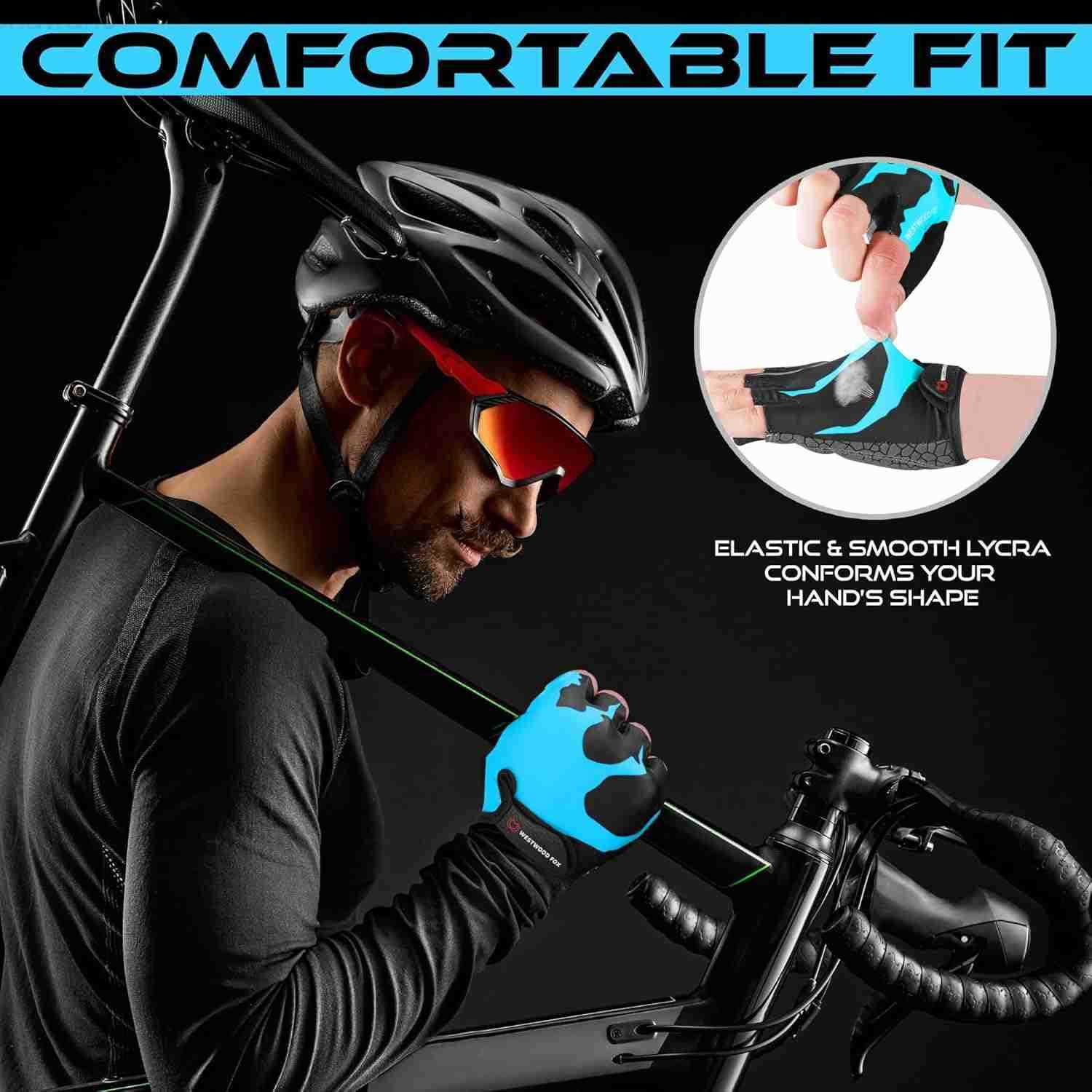 Cycling Gloves Half Finger Unisex Padded Grips Palm Bicycle Summer MTB Bike Gloves for Men Women NonSlip Fingerless Short Mountain Bike Sports Hiking 
