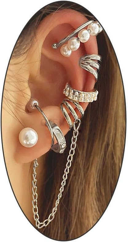 Pearl Ear Cuff Earrings Set for Women Trendy Charm Non Piercing Ear Cartilage Earrings Gold Silver Clip Wrap Earring Pack Jewelry GiftsW250911