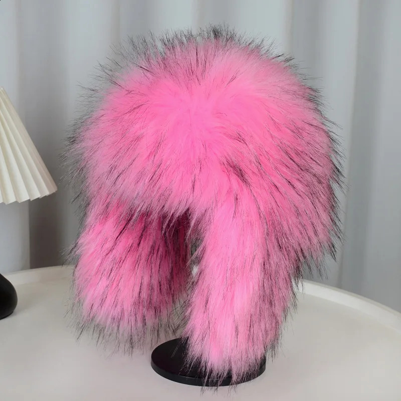 Womens Winter Trapper Hat Faux Fur Plush Cozy Thickened Warm Ear Protection Windproof Cold Weather Snow Outdoor Skiing Cap 250910