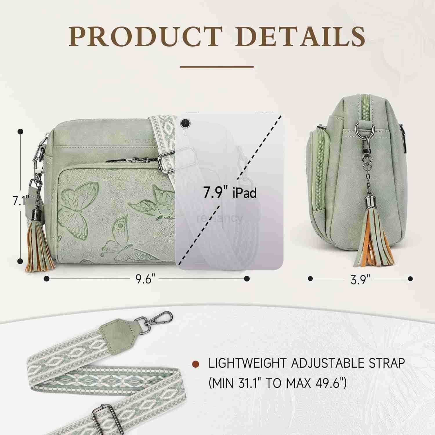 Leather Crossbody Bags for Women Butterfly Crossbody Purses Lightweight Womens Shoulder Handbag with TasselW250911